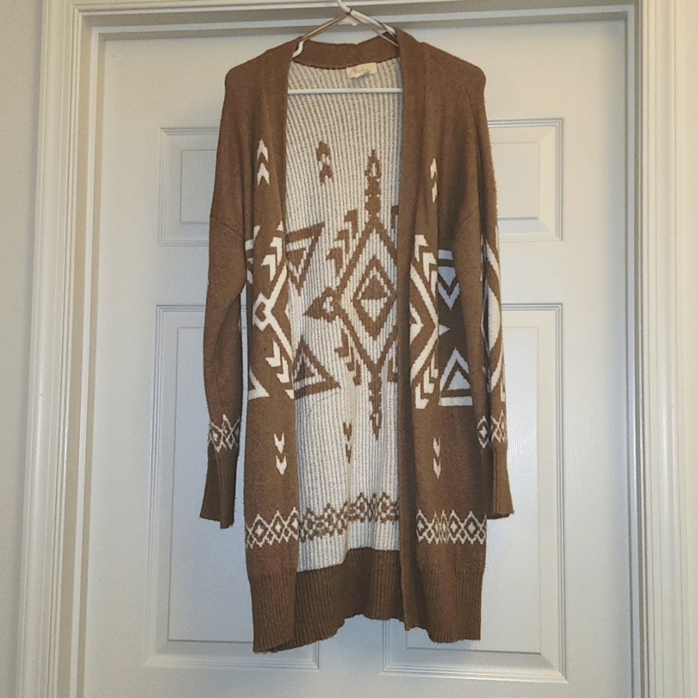 Super cute western print long sweater cardigan